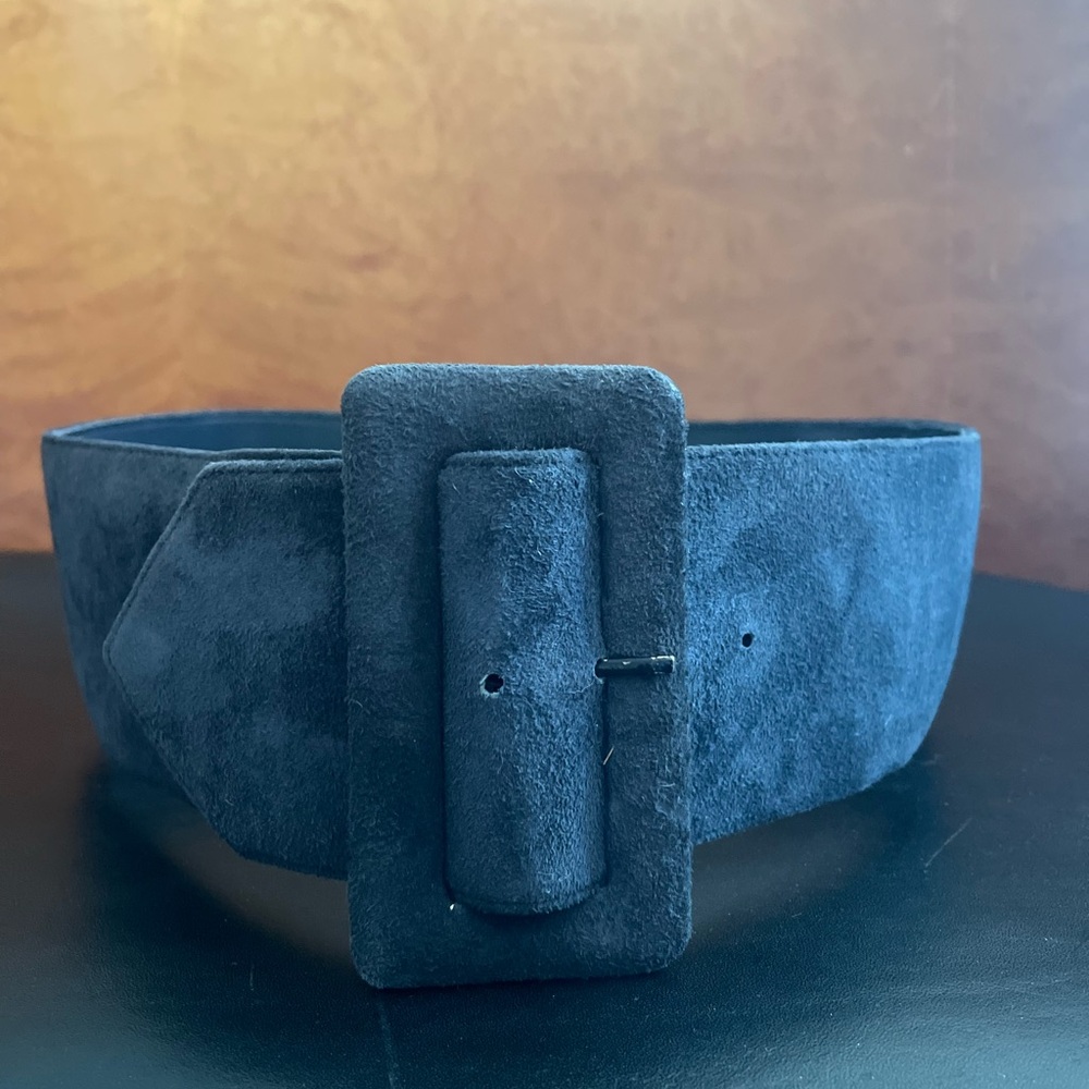 Suede Belt with Rectangular Buckle